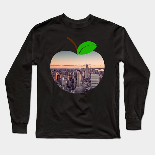 Manhattan Neighborhood New York Big City Apple Long Sleeve T-Shirt by twizzler3b